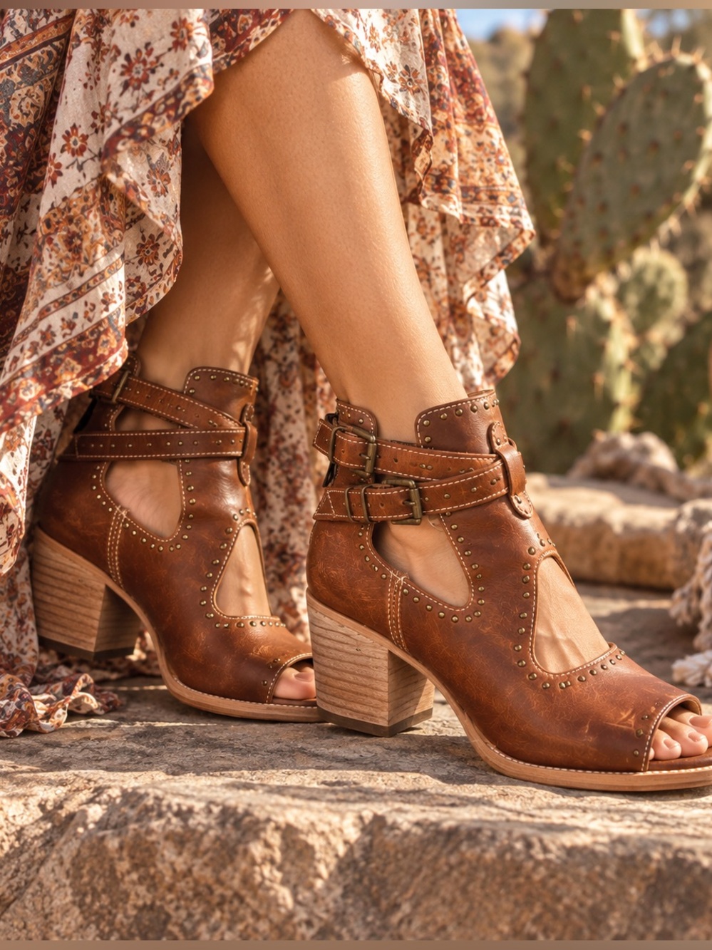 Freebird by Steven Cosmic Studded Leather Sandals Size 8 Brown | Made in Mexico